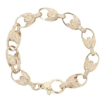 9ct Yellow Gold Patterned Tulip Bracelet 9"