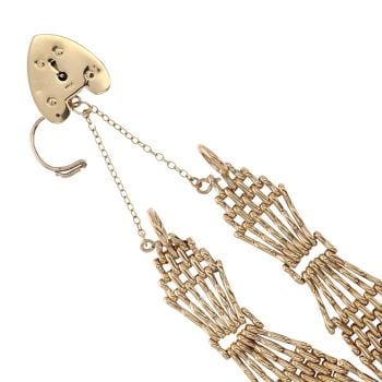 9ct Yellow Gold Heart Lock Gate Bracelet 7"