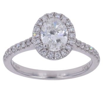 Platinum 1.00ct Oval and Brilliant Cut Diamond Solitaire Ring