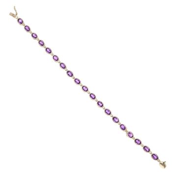 9ct Yellow Gold Amethyst Bracelet 7"