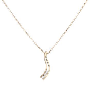 9ct Yellow Gold 0.33ct Brilliant Cut Diamond Trilogy Wave Pendant And Chain 18"
