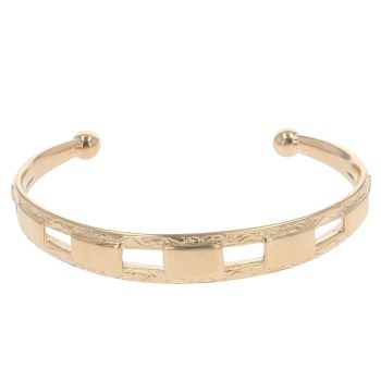 9ct Yellow Gold Patterned Torque Bangle