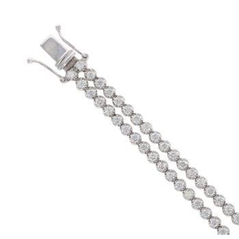 18ct White Gold 4.70ct Brilliant Cut Diamond Graduated Two Row Tennis Bracelet 7.5"