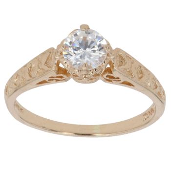 14ct Yellow Gold Cubic Zirconia Single Stone Ring