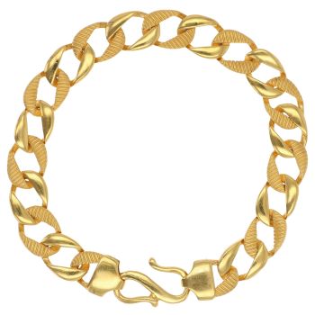 22ct Yellow Gold Textured Curb Bracelet 7.5"