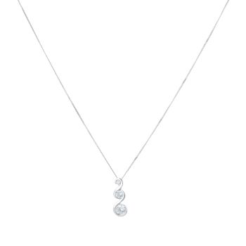 9ct White Gold Cubic Zirconia Pendant and Chain 18"