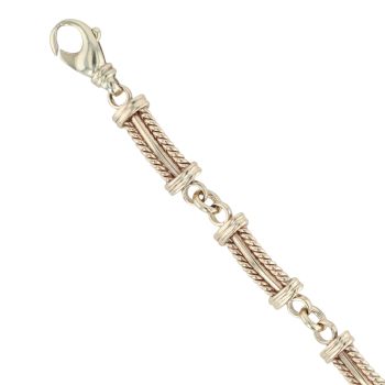 9ct Yellow Gold Patterned Bar Bracelet 8"