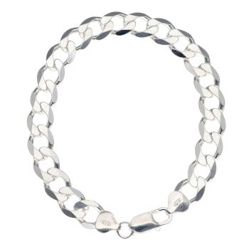 Silver Diamond Cut Curb Bracelet 8.5" By Icesia