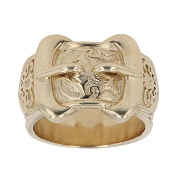 9ct Yellow Gold Patterned Buckle Ring