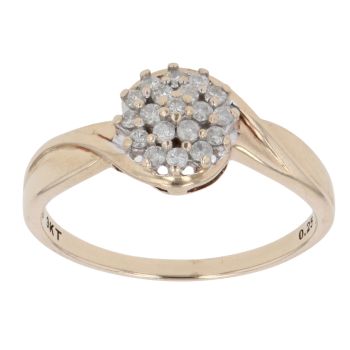 9ct Yellow Gold 0.25ct Brilliant Cut Diamond Twist Cluster Ring