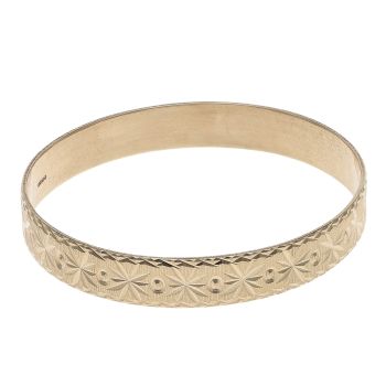 9ct Yellow Gold Patterned Bangle