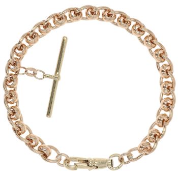9ct Yellow Gold Rollerball T-Bar Bracelet 7.5"