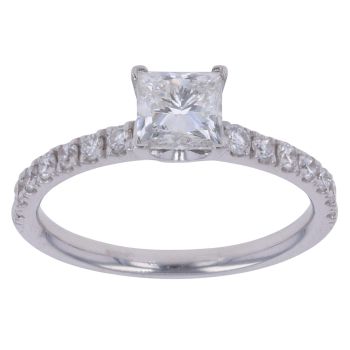 18ct White Gold 1.35ct Princess and Brilliant Cut Lab Grown Diamond Solitaire Ring