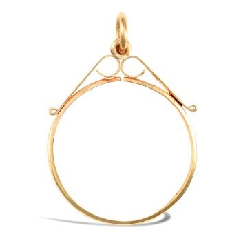 9ct Yellow Gold Tenth Krugerrand Pendant Mount - Scroll Top