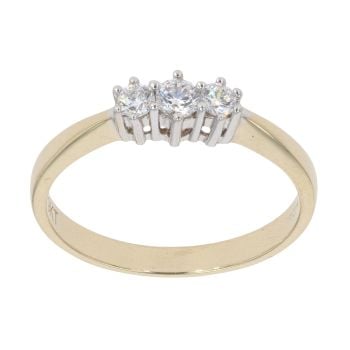 9ct Yellow Gold Cubic Zirconia Three Stone Ring