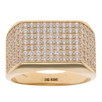 14ct Yellow Gold Cubic Zirconia Signet Ring