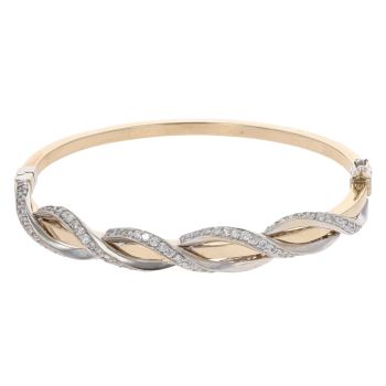 9ct Yellow Gold Cubic Zirconia Hinged Bangle