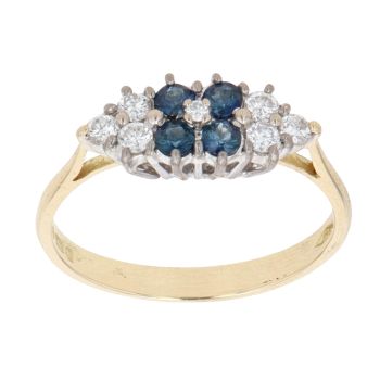 18ct Yellow Gold 0.25ct Diamond And Sapphire Cluster Ring