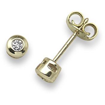 9 Carat Yellow Gold 10pts Rubover Earrings