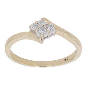 9ct Yellow Gold 0.20ct Brilliant Cut Diamond Cluster Ring