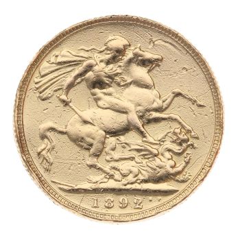 1892 Victoria Jubilee Head UK Full Sovereign Coin