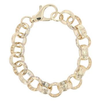 9ct Yellow Gold Cubic Zirconia Belcher Bracelet 8.5"