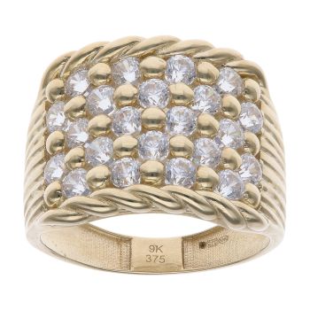 9ct Yellow Gold Cubic Zirconia Five Row Keeper Ring