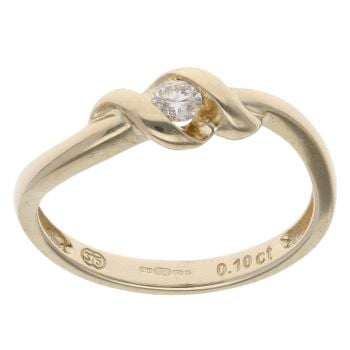 9ct Yellow Gold 0.10ct Diamond Solitaire Wave Ring