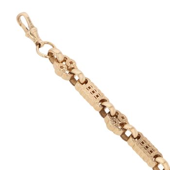 9ct Yellow Gold Patterned Stars and Bars Bracelet 9"