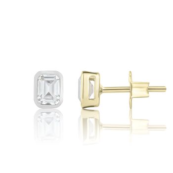 9ct Yellow Gold Emerald Cut Lab Grown Diamond Earrings G VS