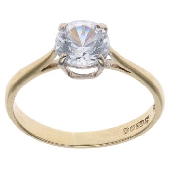 18ct Yellow Gold Cubic Zirconia Single Stone Ring