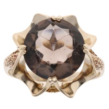 9ct Yellow Gold Smoky Quartz Single Stone Ring