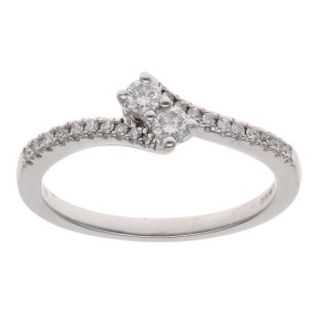 14ct White Gold 0.25ct Brilliant Cut Diamond Two Stone Ring