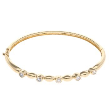 18ct Yellow Gold 0.65ct Diamond Hinged Bangle