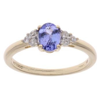 9ct Yellow Gold Tanzanite And Cubic Zirconia Ring