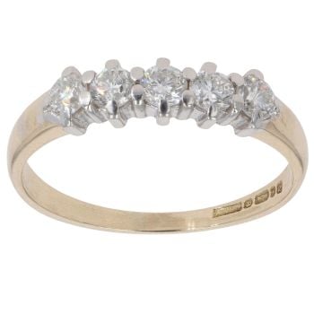 9ct Yellow Gold 0.50ct Brilliant Cut Diamond Five Stone Ring