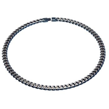 Stainless Steel With Matte Blue IP Plating Curb Chain
