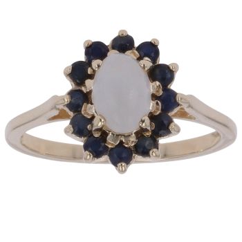 9ct Yellow Gold Sapphire and Opal Cluster Ring