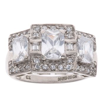 9ct White Gold Cubic Zirconia Three Stone Ring