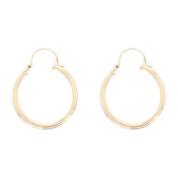 9ct Yellow Gold Flat Textured Hoop Earrings