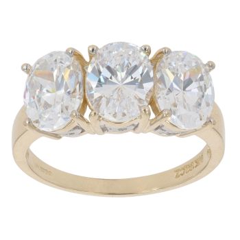 14ct Yellow Gold Cubic Zirconia Three Stone Ring
