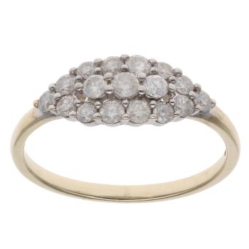 9ct Yellow Gold 0.40ct Brilliant Cut Diamond Cluster Ring