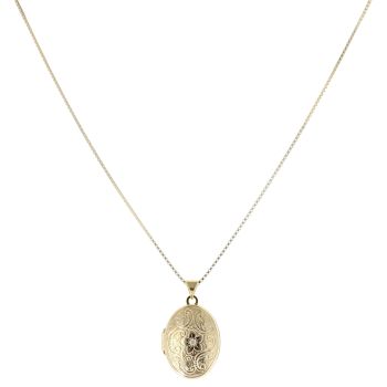 Gold Plated Silver Floral Locket and Chain 18"
