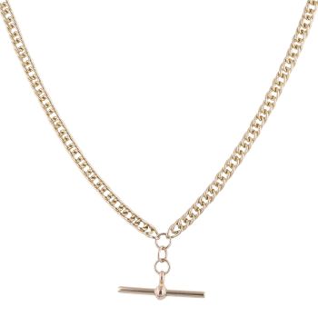 9ct Yellow Gold Albert Curb T-Bar Chain 18"