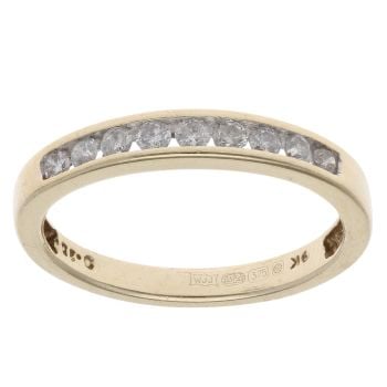 9ct Yellow Gold 0.25ct Brilliant Cut Diamond Half Eternity Ring