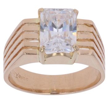 18ct Yellow Gold Cubic Zirconia Single Stone Ring