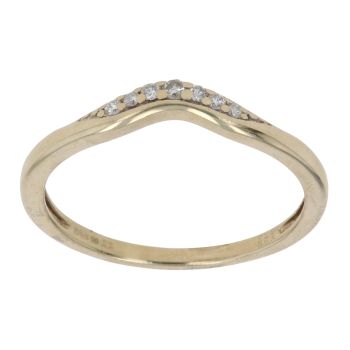 9ct Yellow Gold 0.05ct Brilliant Cut Diamond Wishbone Ring