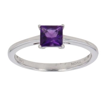 18ct White Gold Amethyst Single Stone Ring