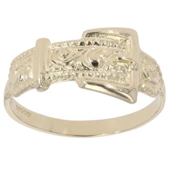 9ct Yellow Gold Patterned Buckle Ring