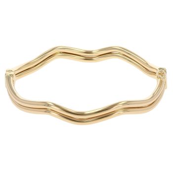 18ct Yellow Gold Double Wave Hinged Bangle